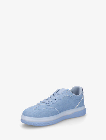 Tennis en jean à empiècement graphique - Bleu denim - 3