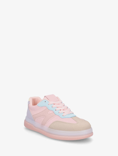 Tennis en simili à empiècement graphique - Rose - 2