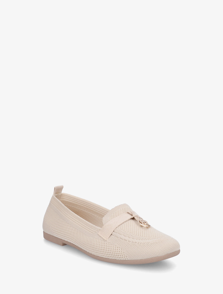 Mocassins en tissu à bijoux - Beige - 2