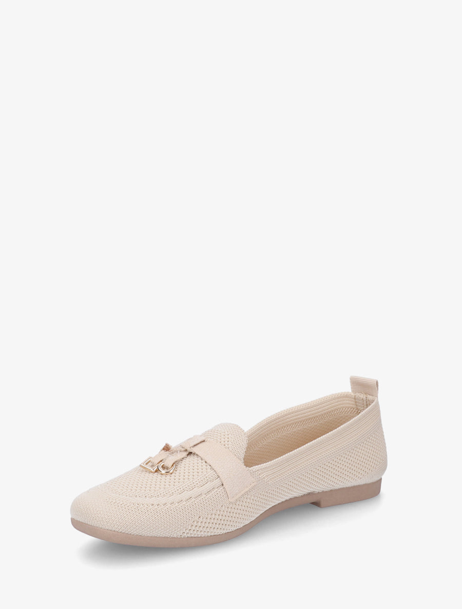 Mocassins en tissu à bijoux - Beige