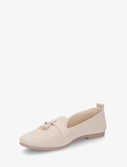 Mocassins en tissu à bijoux - Beige