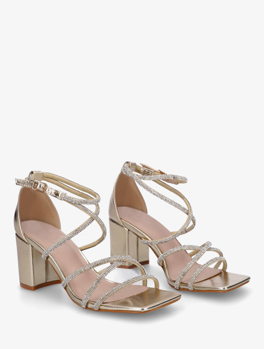 Sandales à multibrides strassés - Or - 4