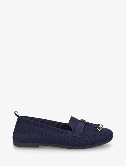 Mocassins en tissu à bijoux - Marine - 1