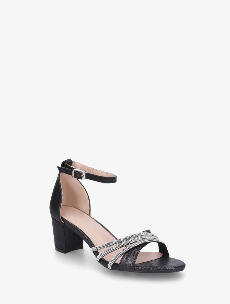 Sandales pailletées et strass - Noir - 2