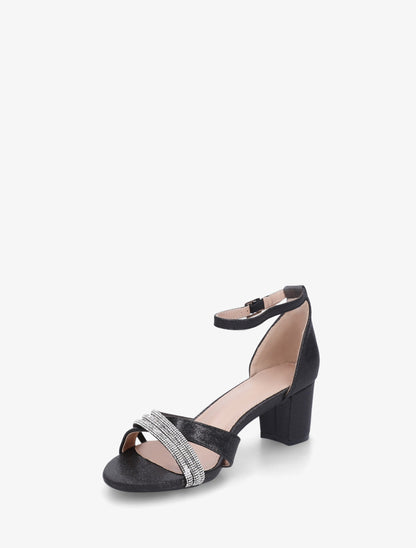Sandales pailletées et strass - Noir - 3