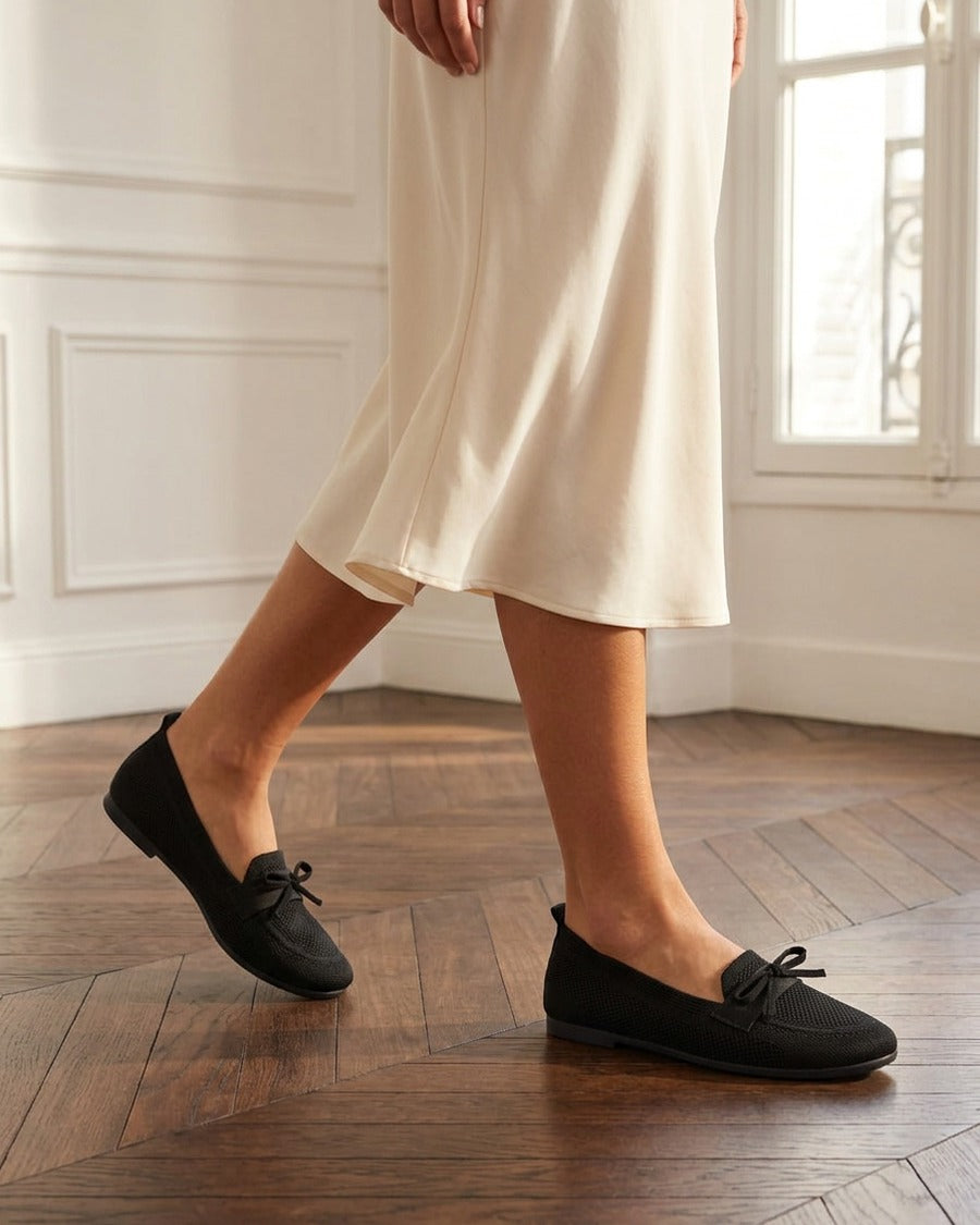 Mocassins en tissu à noeud - Noir