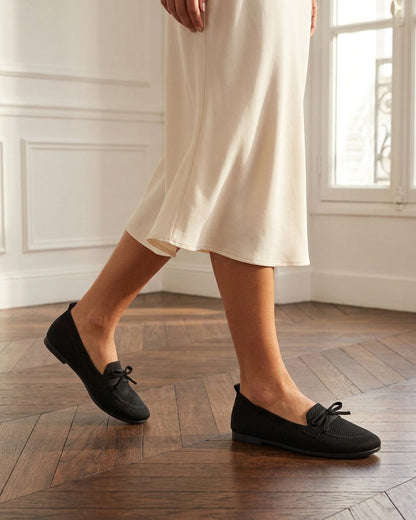 Mocassins en tissu à noeud - Noir