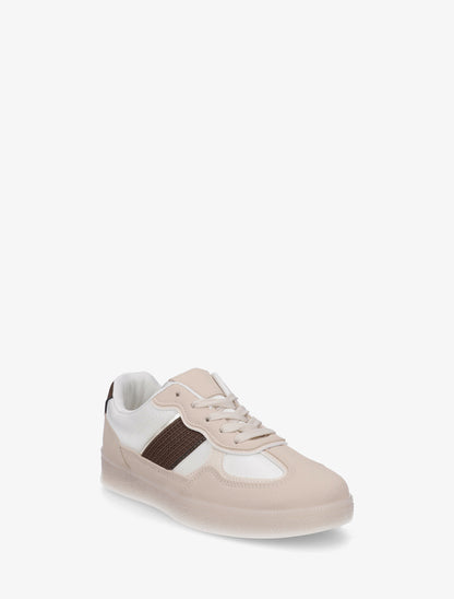 Sneakers à semelle caoutchouc coloré - Beige