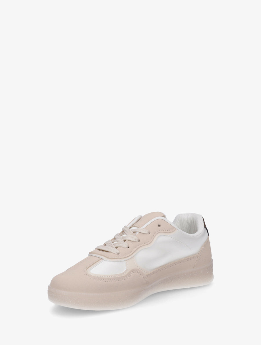 Sneakers à semelle caoutchouc coloré - Beige - 3