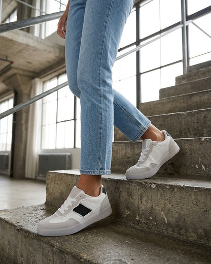 Sneakers à semelle caoutchouc coloré - Blanc