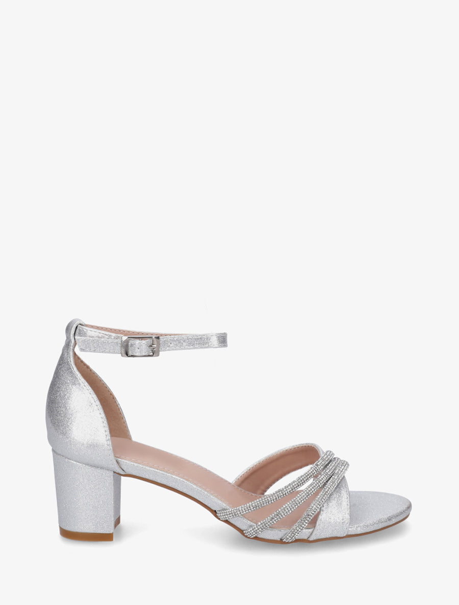 Sandales pailletées et strass - Argent - 1