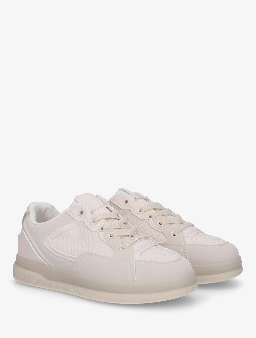 Sneakers plates à imprimé vagues grec - Beige - 4