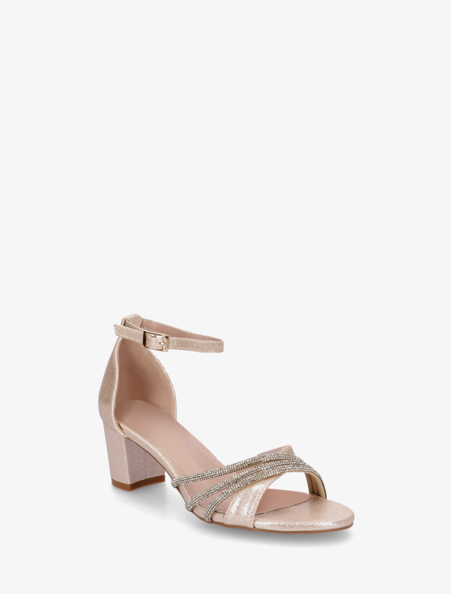 Sandales pailletées et strass - Or - 2