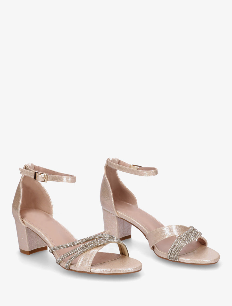 Sandales pailletées et strass - Or - 4