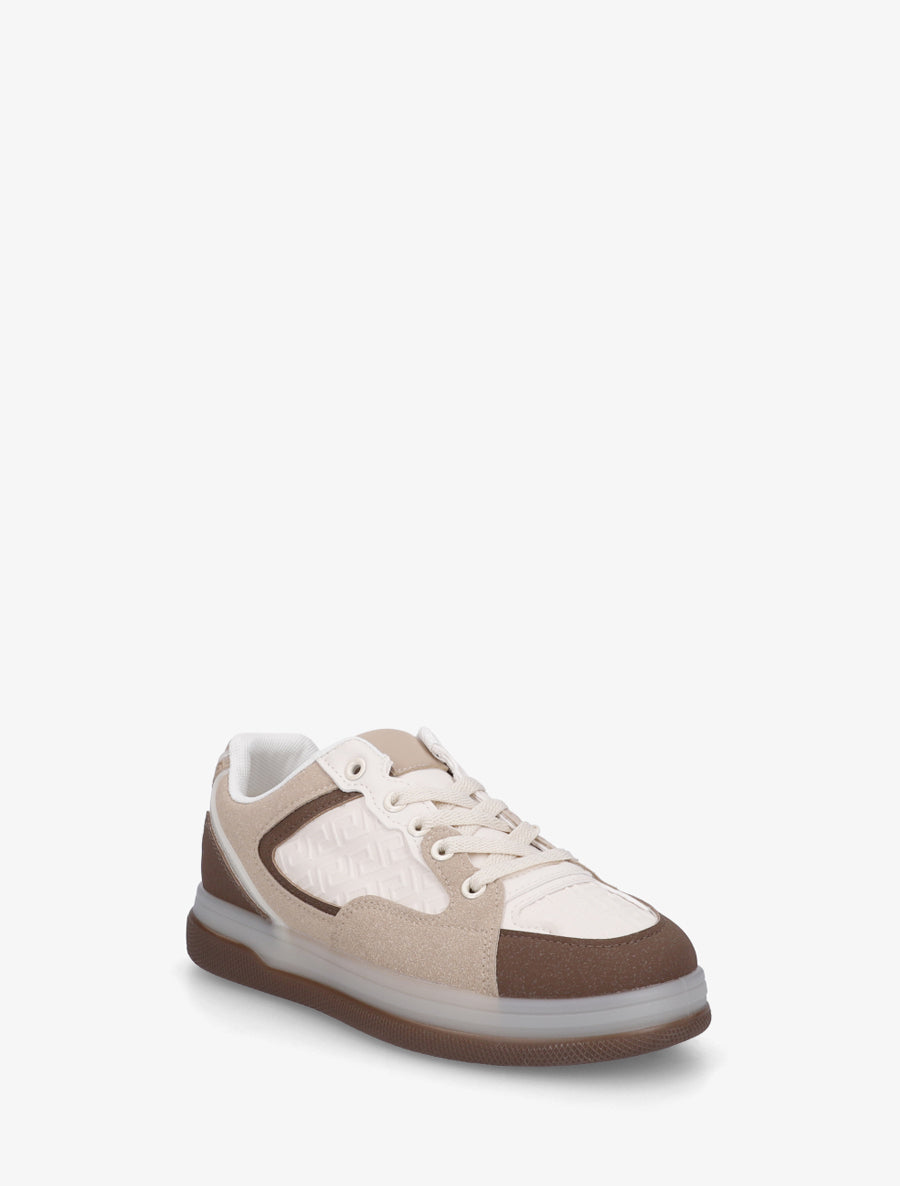 Sneakers plates à imprimé vagues grec - Marron - 2