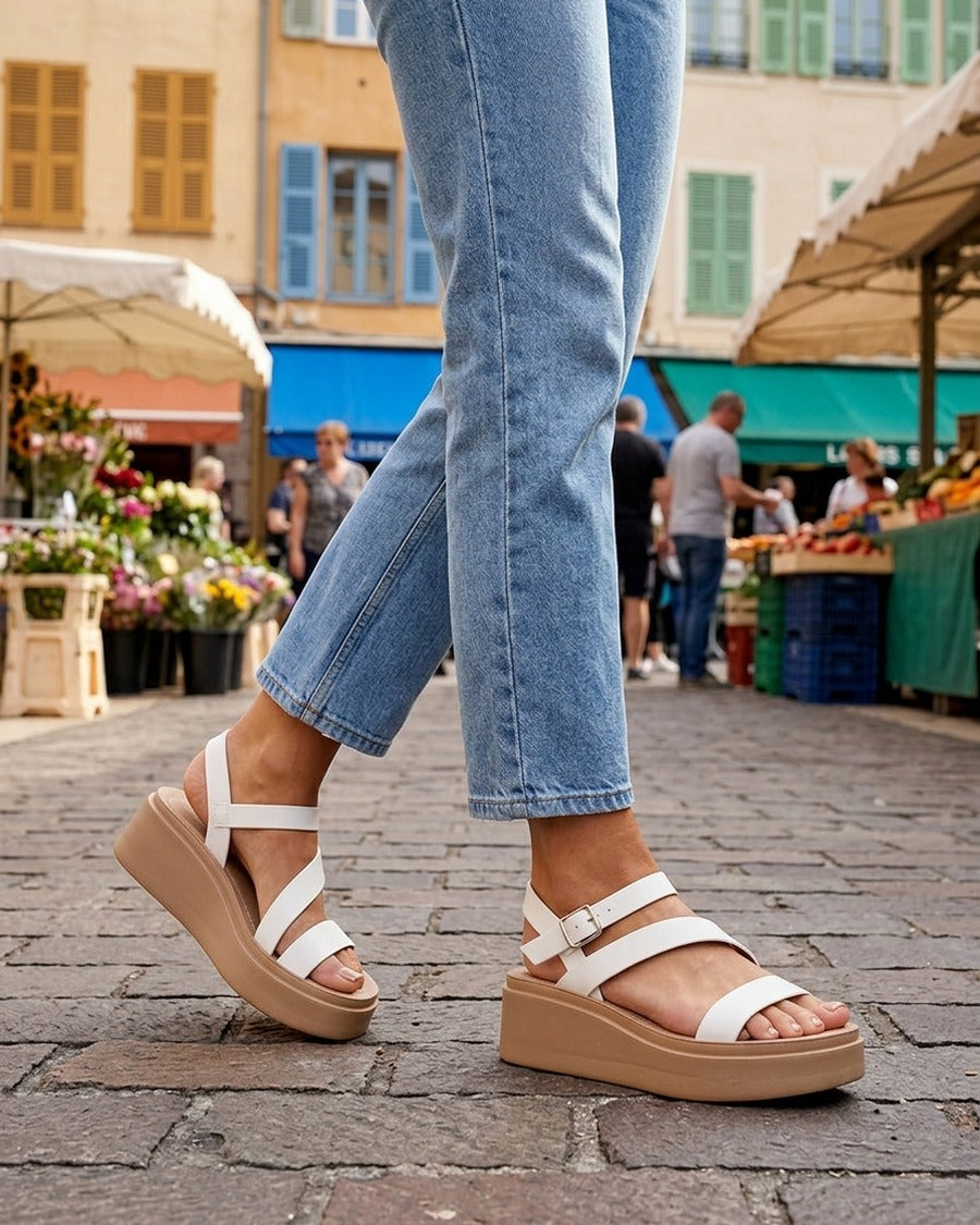 Sandales multi-bride en simili - Blanc