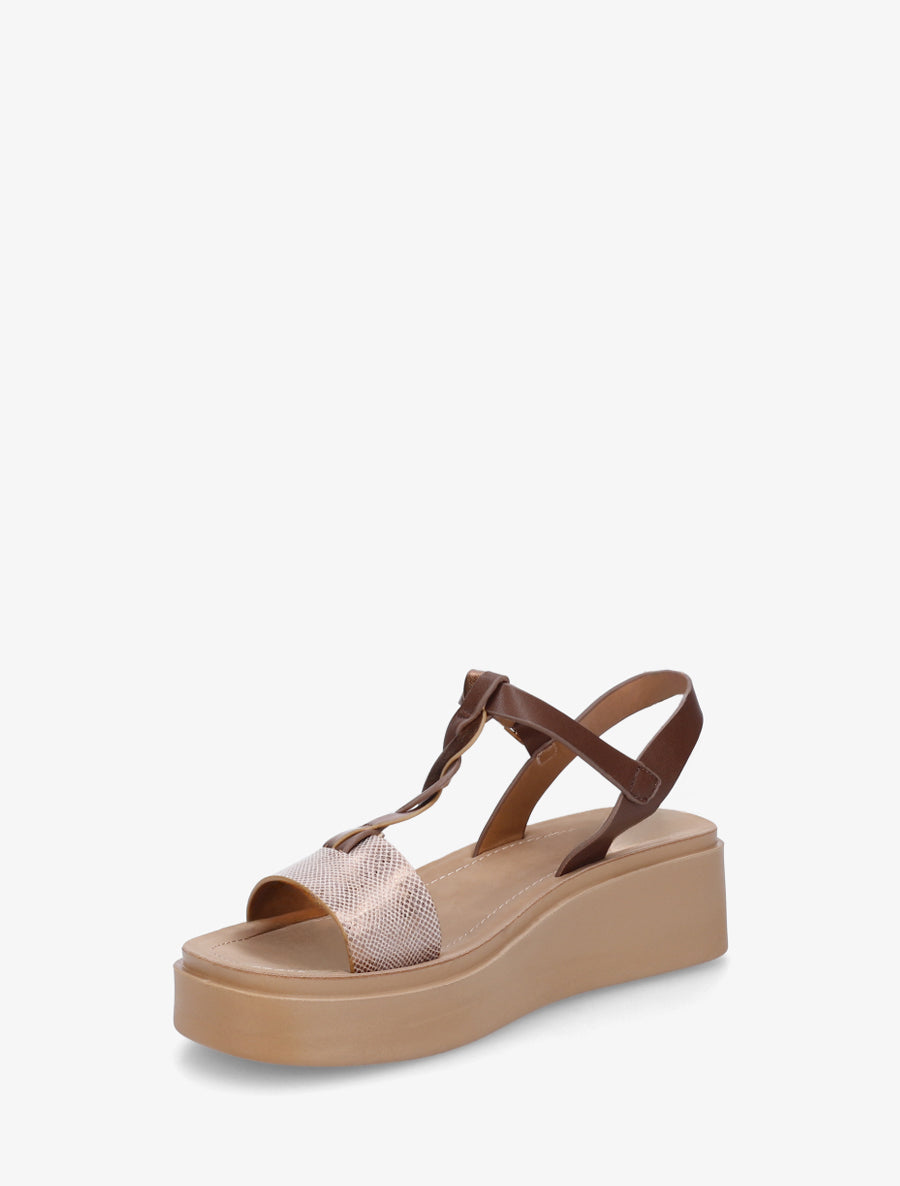 Sandales compenées à brides croisées - Marron