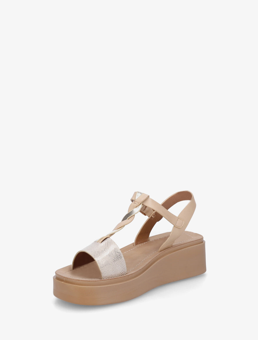 Sandales compenées à brides croisées - Beige