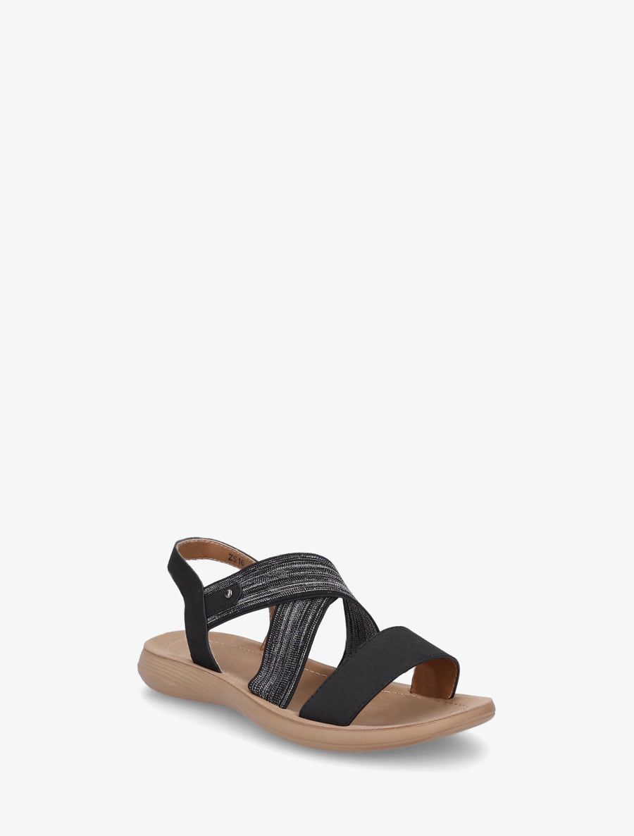 Nu-pieds à brides croisées élastiquées - Noir - 2