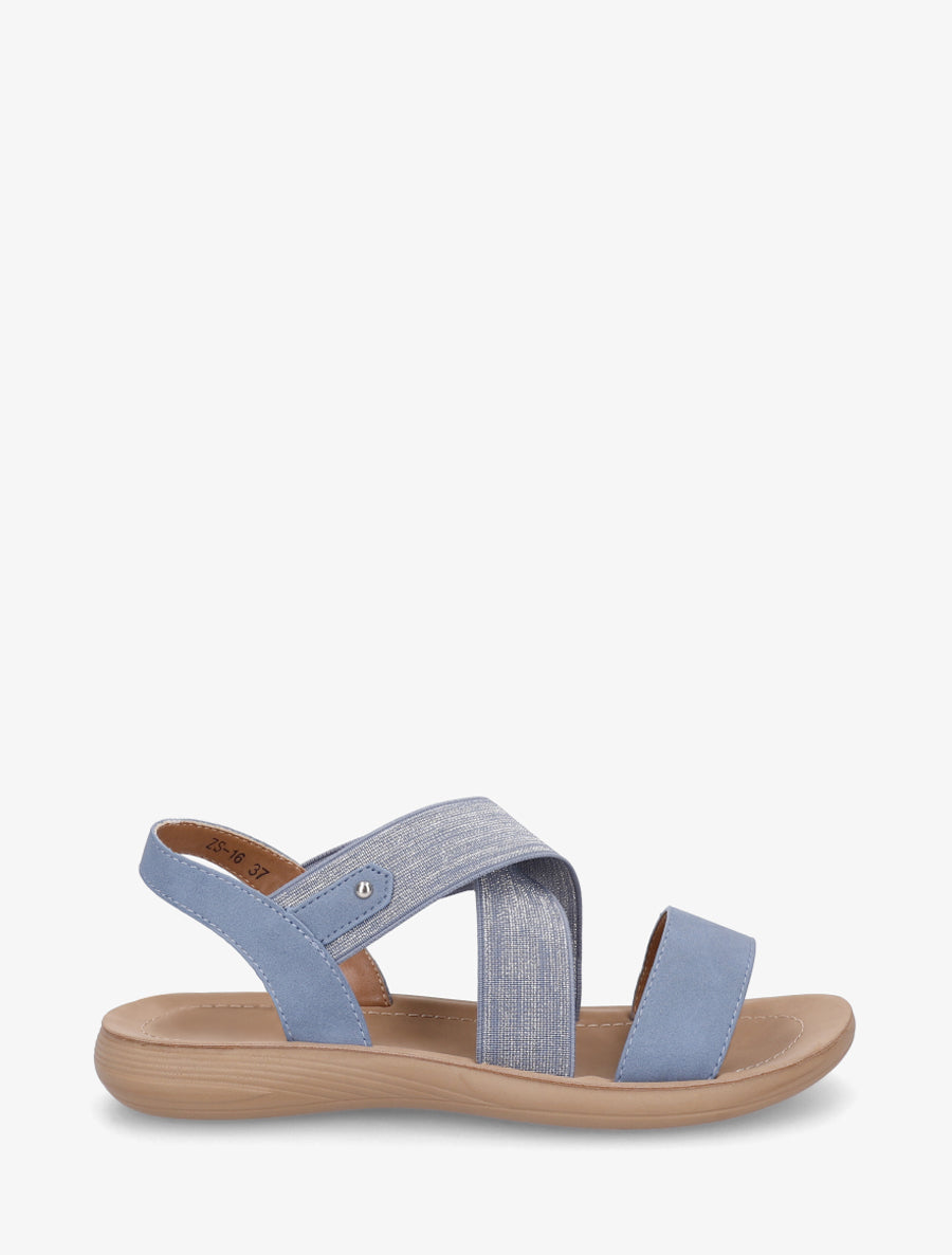 Nu-pieds à brides croisées élastiquées - Bleu - 1