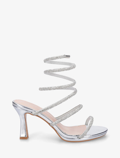 Sandales à strass et bride spirale - Argent - 1