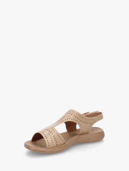 Nu-pieds ajourés à scratch - Beige - 3