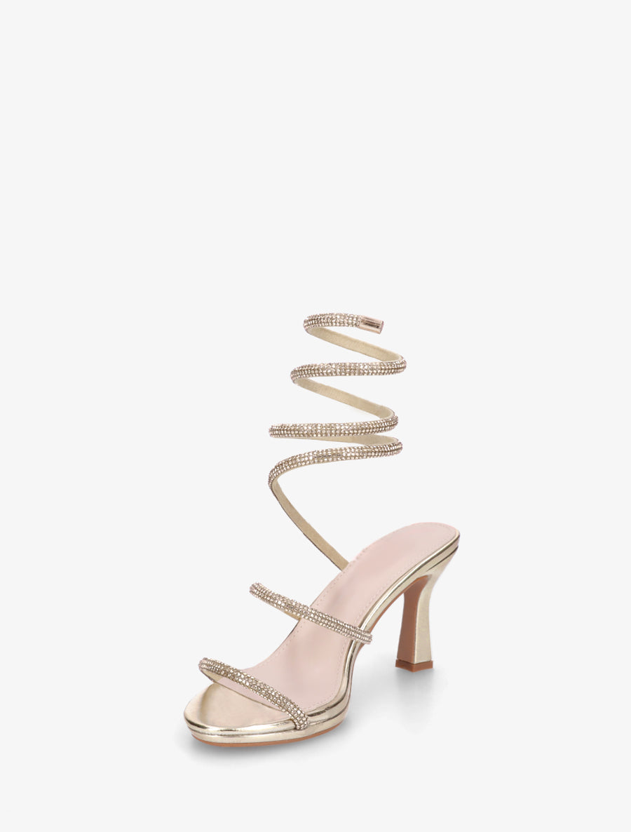 Sandales à strass et bride spirale - Or - 3