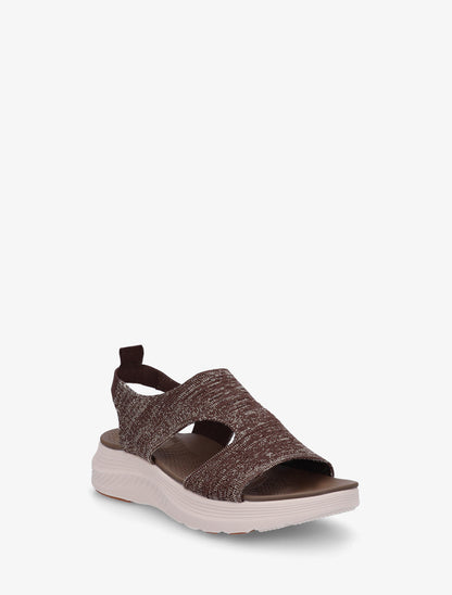 Sandales élastiquées en tissu irisé - Marron