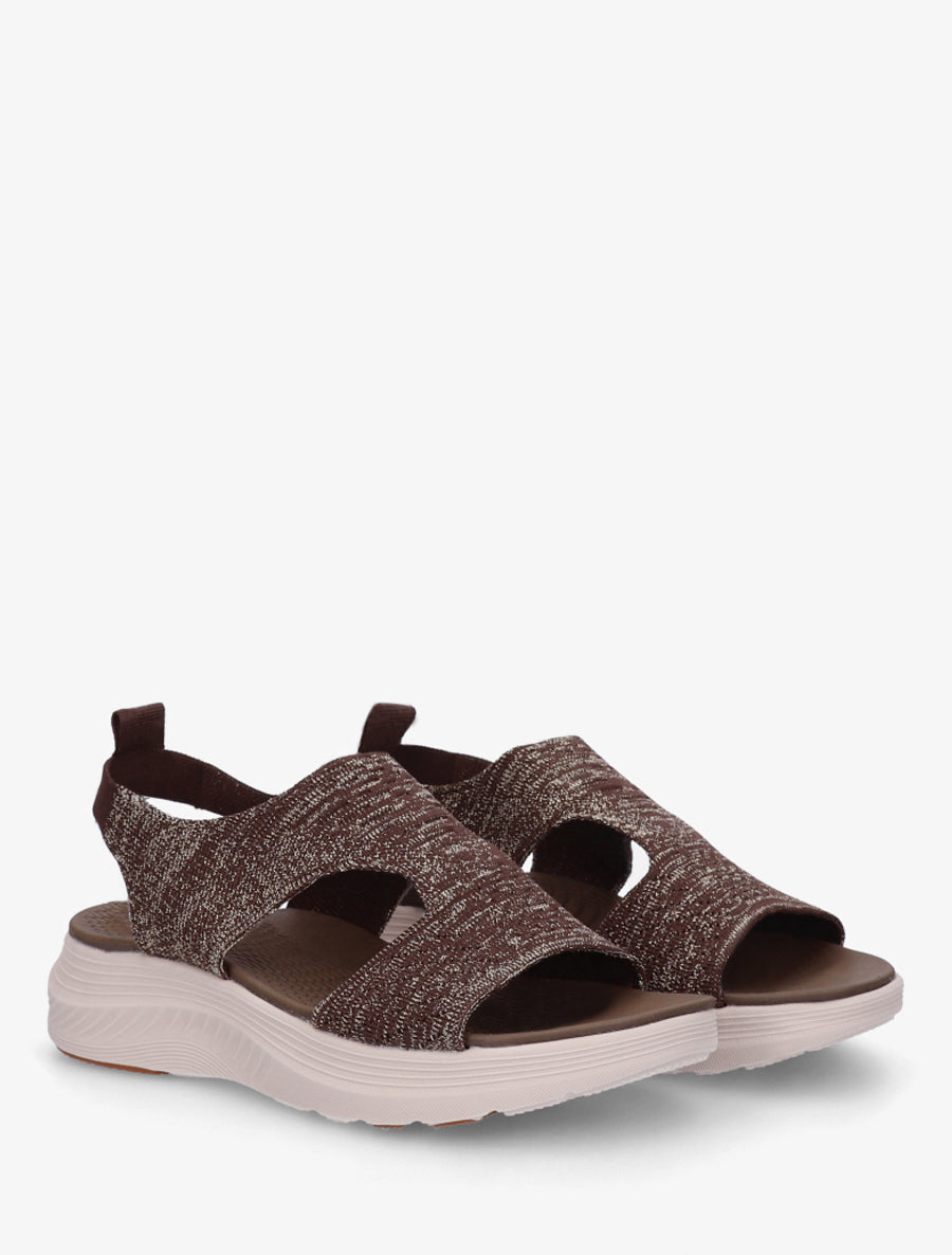 Sandales élastiquées en tissu irisé - Marron