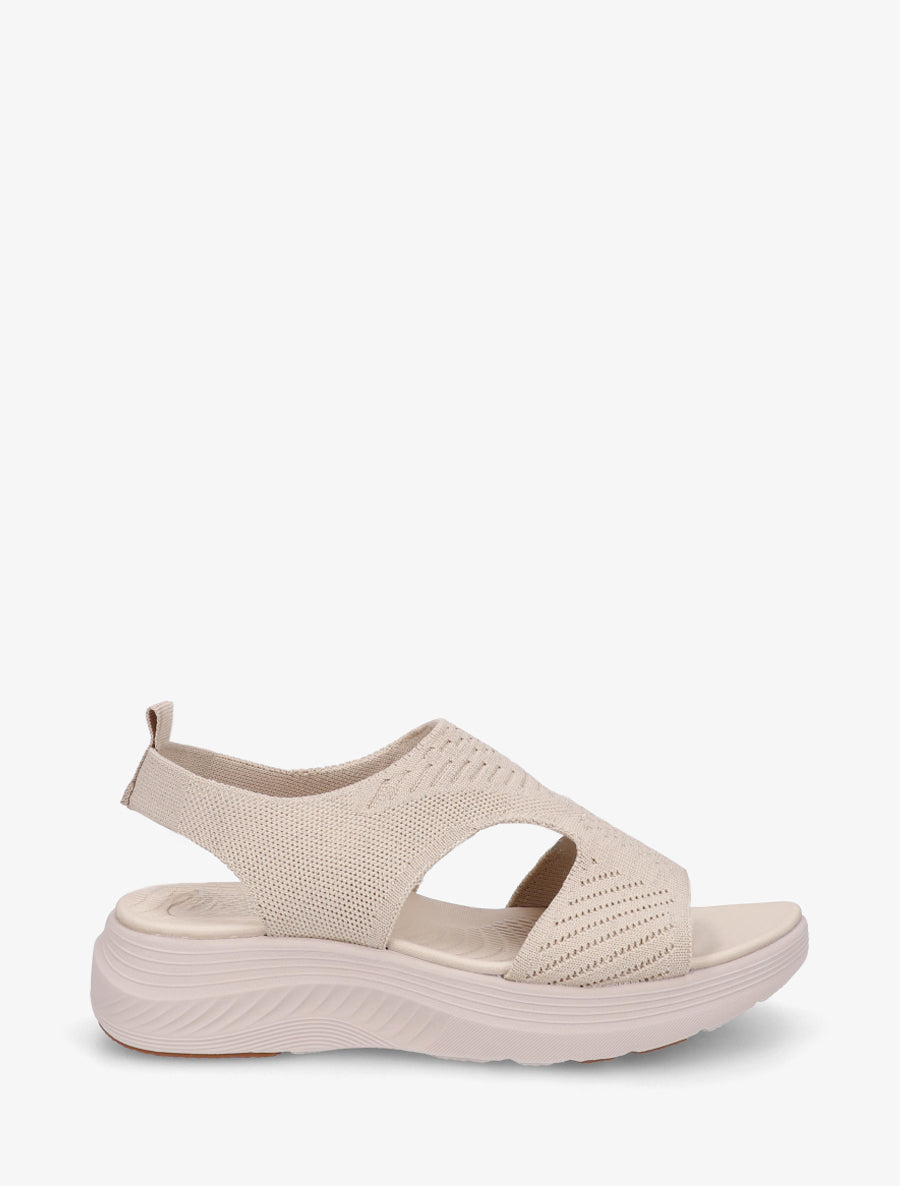 Sandales élastiquées en tissu irisé - Beige - 1