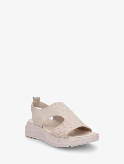 Sandales élastiquées en tissu irisé - Beige - 2