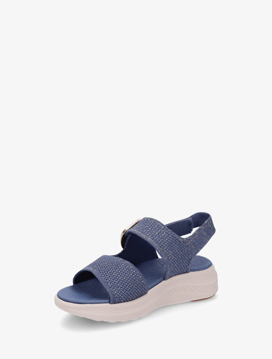 Sandales en tissu irisé à boucle et scratch - Bleu foncé
