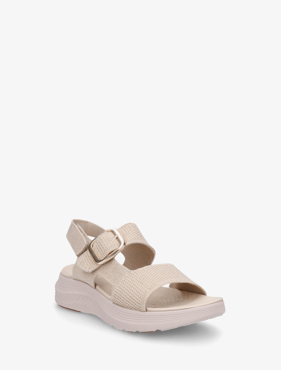 Sandales en tissu irisé à boucle et scratch - Beige - 2
