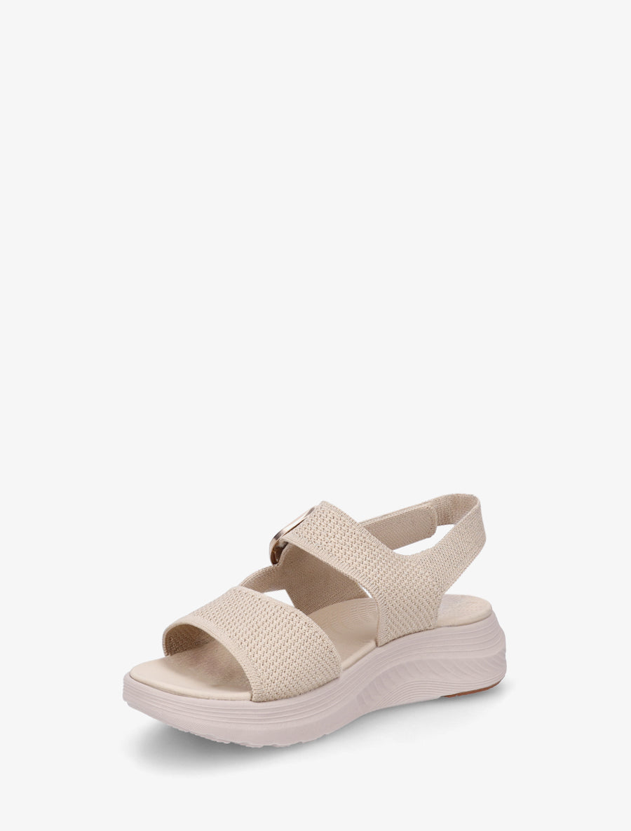 Sandales en tissu irisé à boucle et scratch - Beige