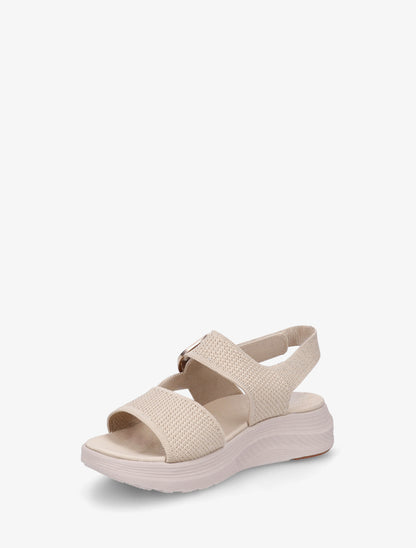 Sandales en tissu irisé à boucle et scratch - Beige