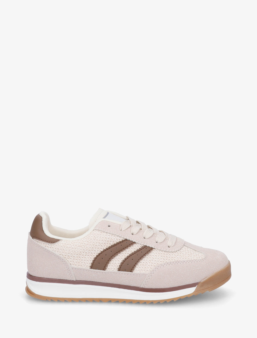 Sneakers plates à bandes et contrefort contrastantes - Taupe - 1