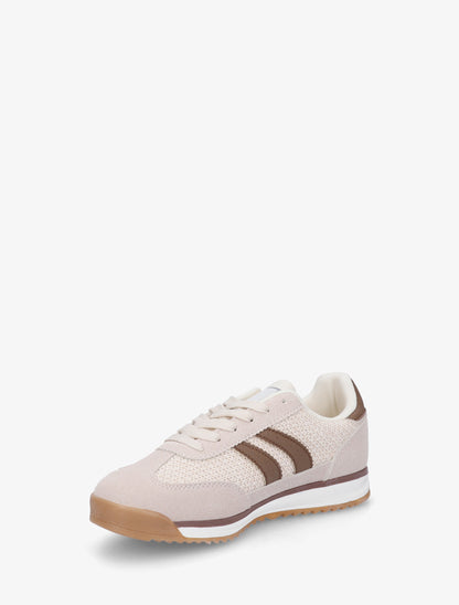 Sneakers plates à bandes et contrefort contrastantes - Taupe