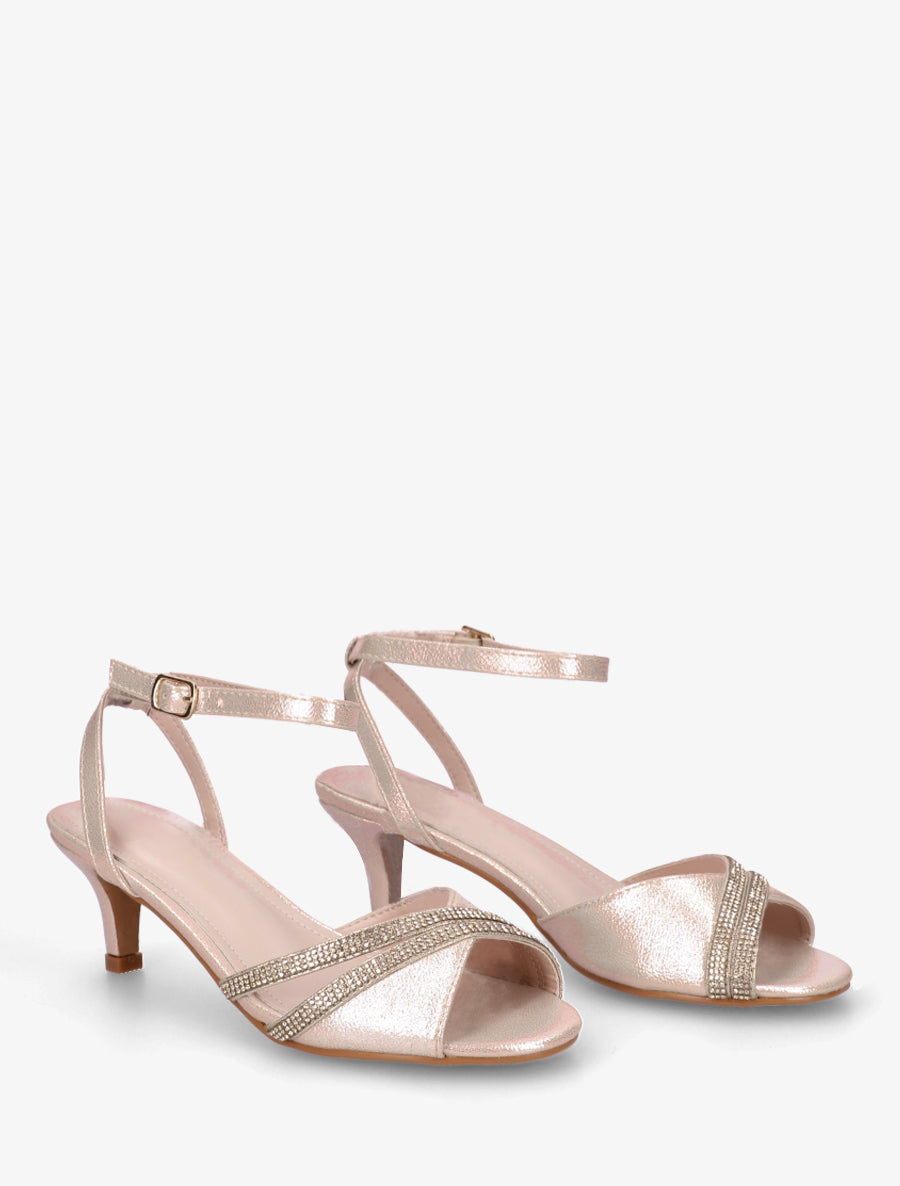 Sandales en simili à bride ornée de strass - Or - 4