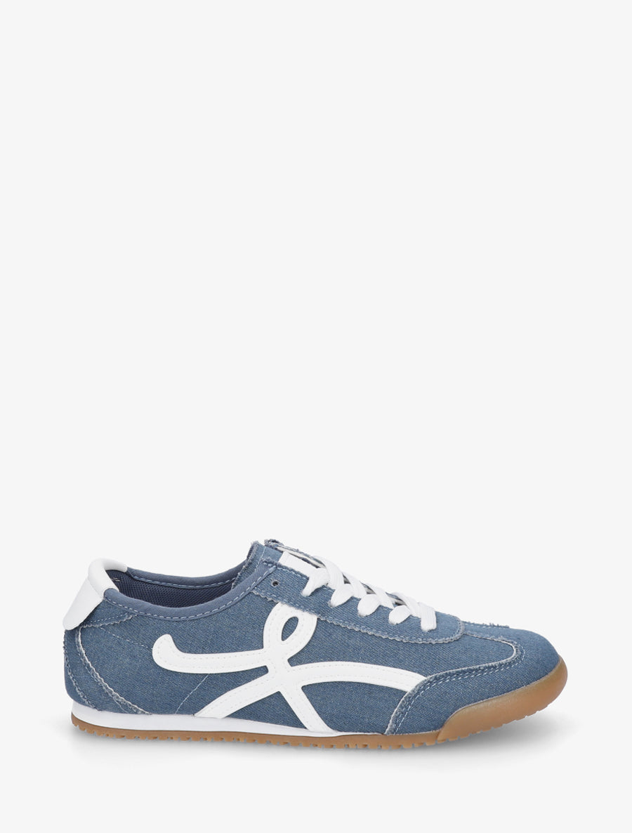 Baskets en tissu à empiècement graphique - Bleu denim - 1