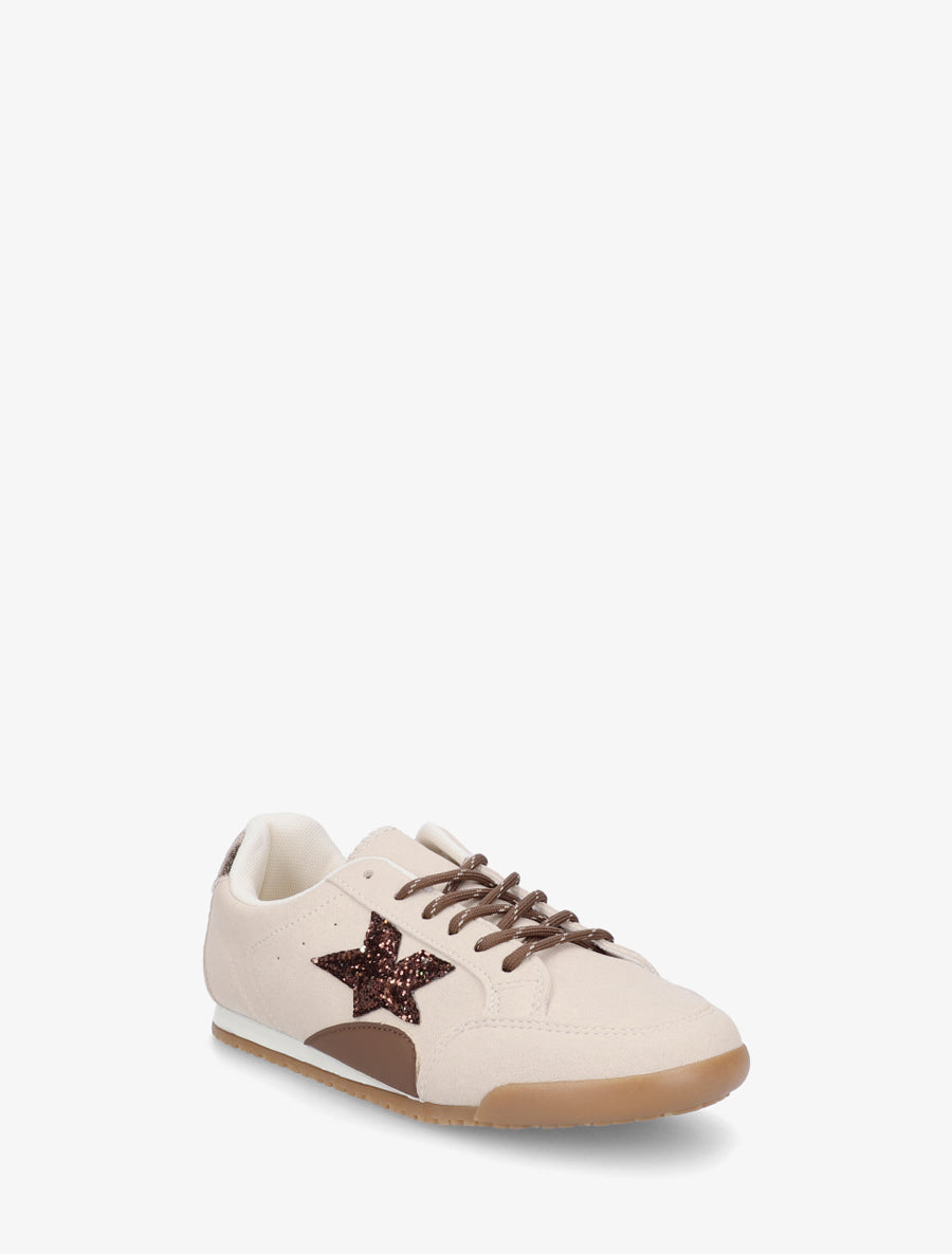 Sneakers en suédine à contrefort constrastant - Beige - 2