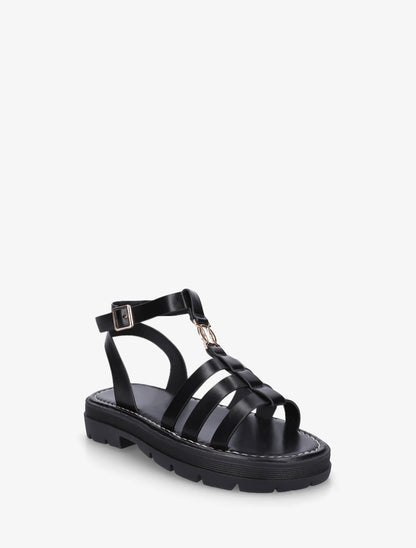 Sandales plates style spartiate - Noir
