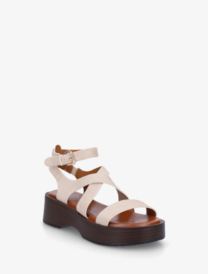 Sandales à semelle effet bois - Beige - 2