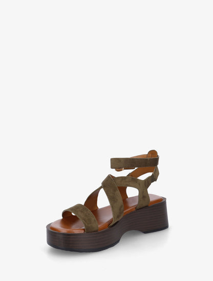 Sandales à semelle effet bois - Kaki