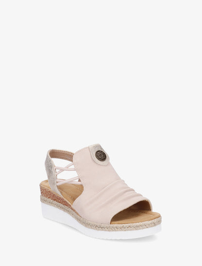 Sandales compensées à médaille rosace - Beige - 2