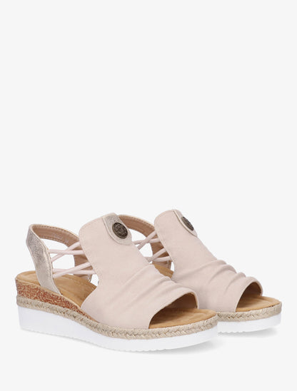 Sandales compensées à médaille rosace - Beige - 4