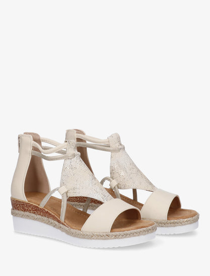 Sandales irisées à talon compensé - Beige - 4
