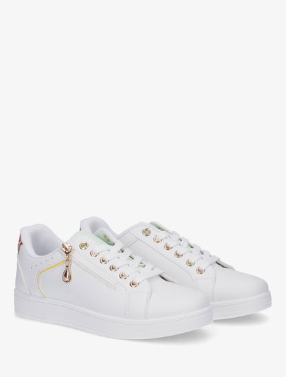 Baskets en simili à zip décoratif - Blanc - 4