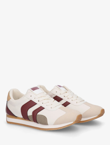 Sneakers à contrefort contrastant et double lacets - Beige - 4