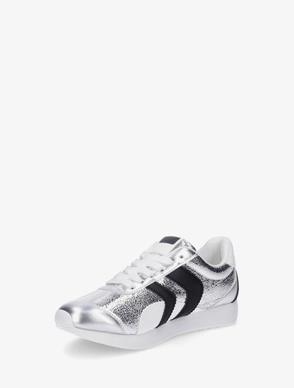 Sneakers à contrefort contrastant et double lacets - Argent - 3