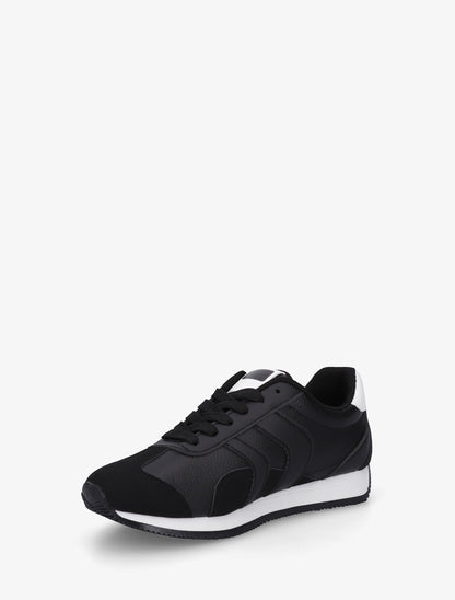 Sneakers à contrefort contrastant et double lacets - Noir - 3